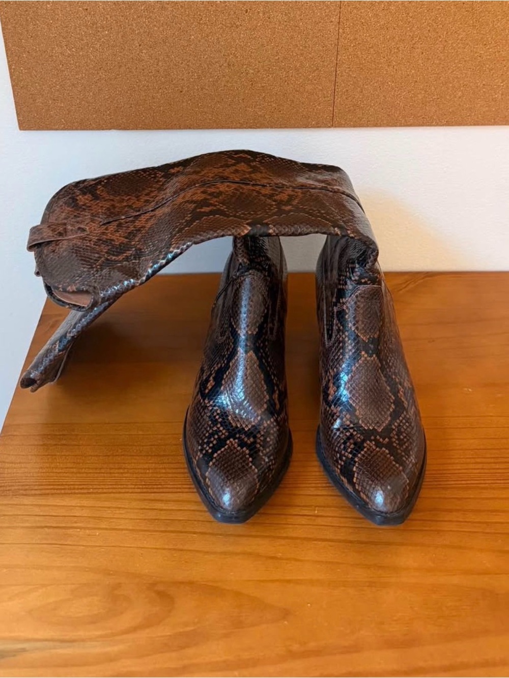 Jeffrey Campbell Brown Snake-Print boots
